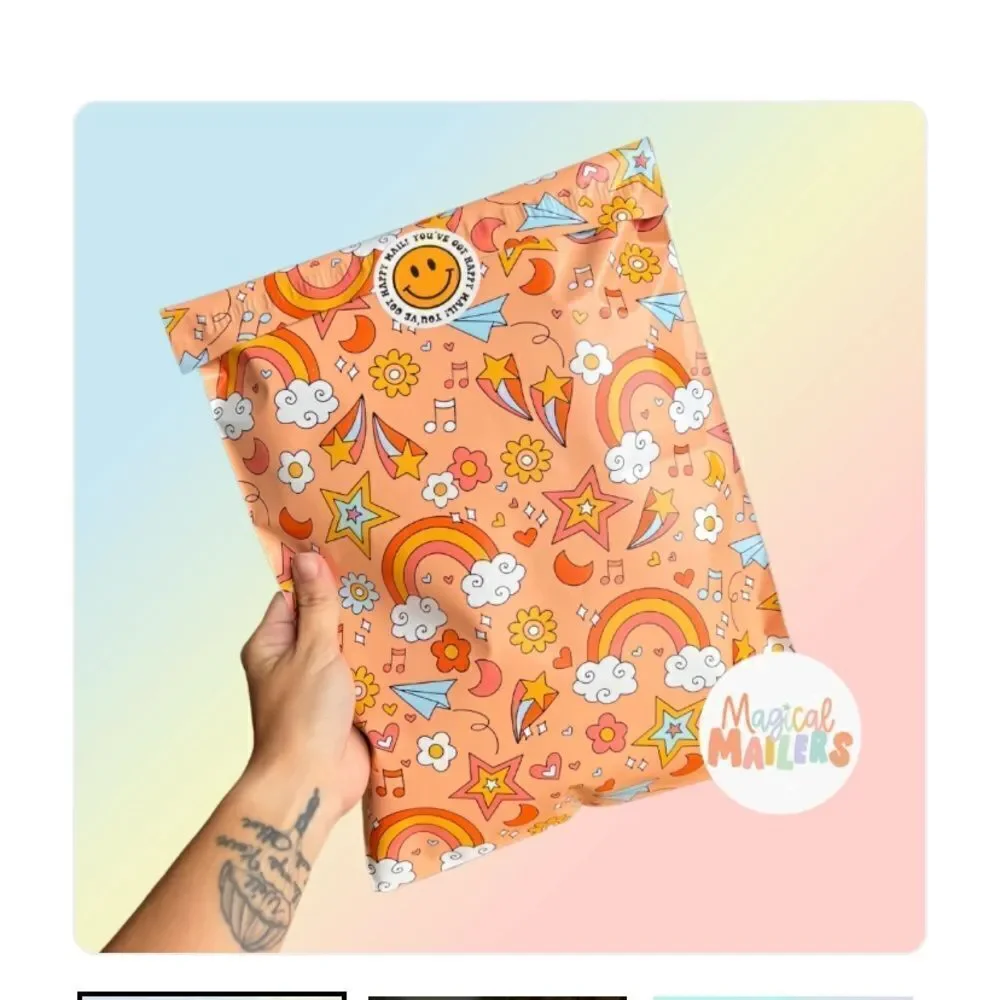 Poly mailers big sizes 14.17 and 14.5x19 35 poly mailers 35 stickers